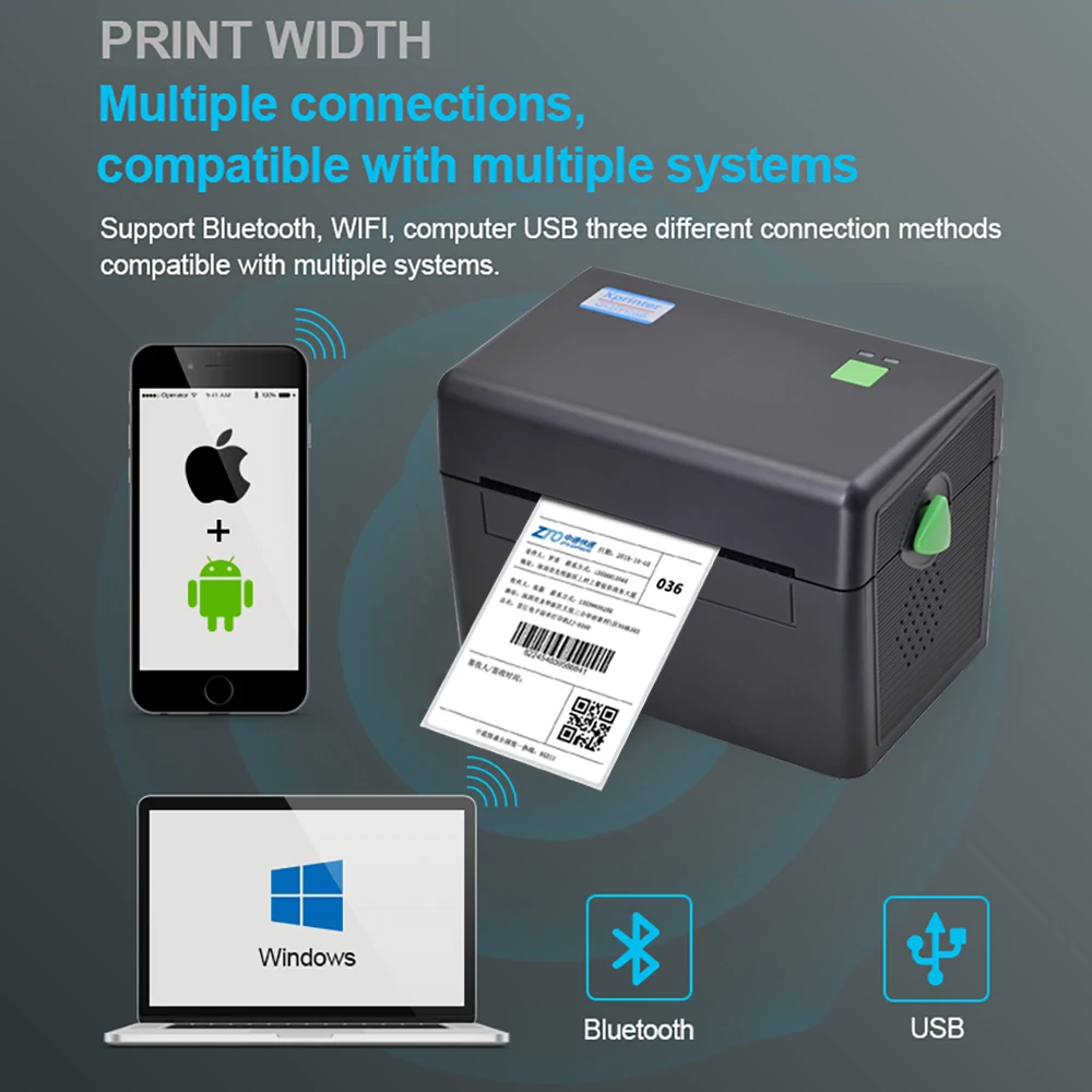 Desktop Thermal Barcode Label Printer Commercial Grade High Speed Printer WiFi Bluetooth USB Barcode Printer