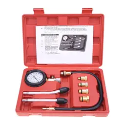 Compression Tester Pressure Gauge Tester Kit Motor Auto Petrol Gas Engine Cylinder Car Motorcycle Pressure Gauge with Adapter