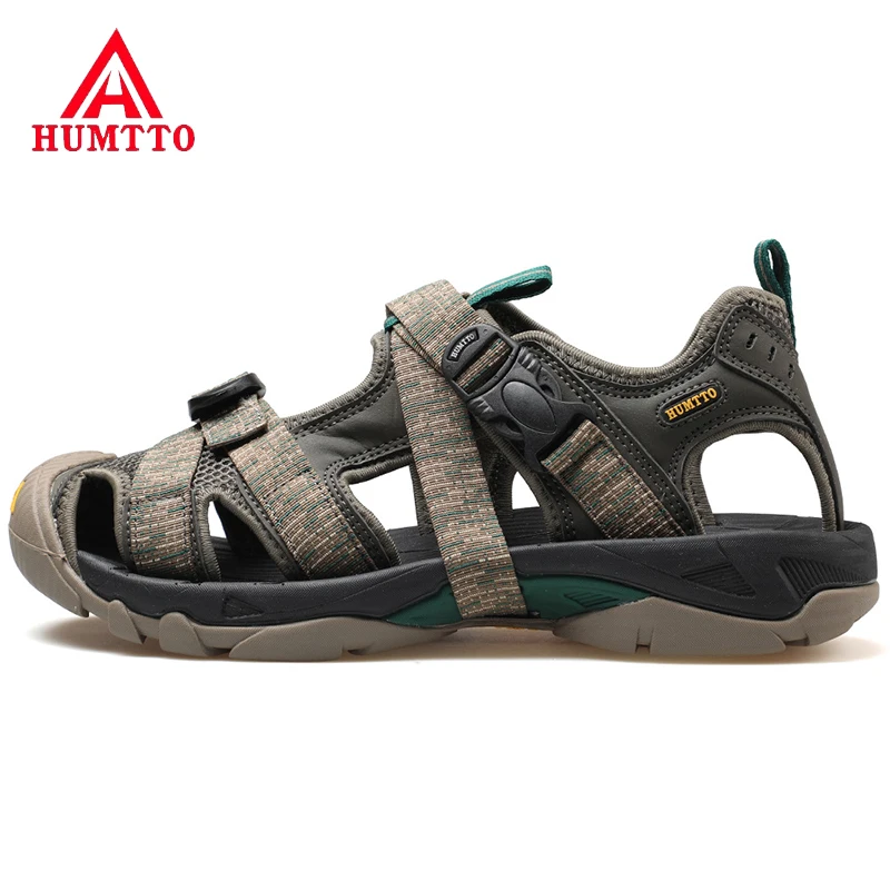 HUMTTO Outdoor Hiking Sandals Men Beach Shoes Breathable Sports Sneakers Hook & Loop Sandals Light Trekking Sandals Men Shoes