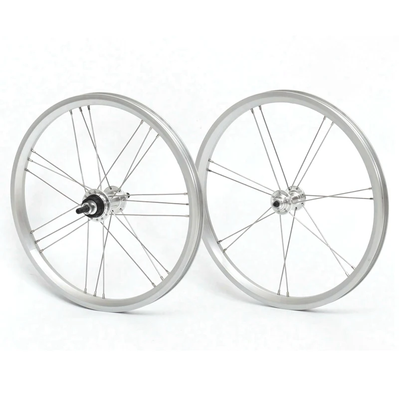 990g Aceoffix 1~3 Speed Silver Wheel Set for Brompton front 14 hole rear 21 hole 16inch 349 Front 74mm Rear 112mm Wheelset