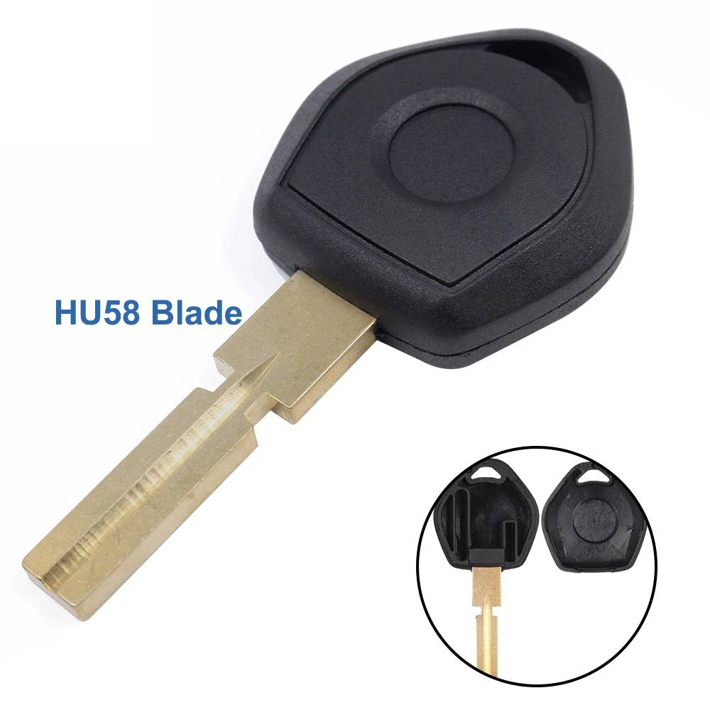 Keyecu Transponder Chip Ignition Key Shell Case Cover for BMW 1999 2000 2001 2002 2003 2004 2005, HU58/HU92 Blade