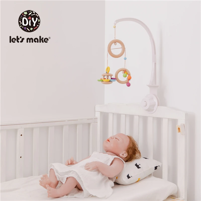 Let's Make Baby Crib Mobile Holder Toys Macaron Musical Box With Holder Arm Music Newborn Rotating Portable Newborn Bed Bell Toy