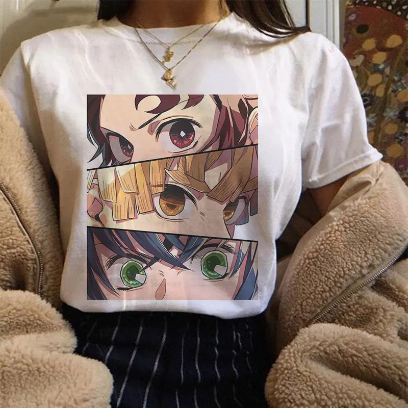 Demon Slayer Graphic Tops Tees Harajuku Oversized T Shirt Summer Women Kimetsu No Yaiba Funny Short Sleeve T-shirt Anime Tshirt