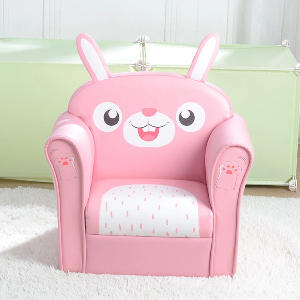 Children's Single Sofa Cute Series Rabbit Model American Standard Pu Dark Pink Baby Sofa Kid Sofa Children Furniture