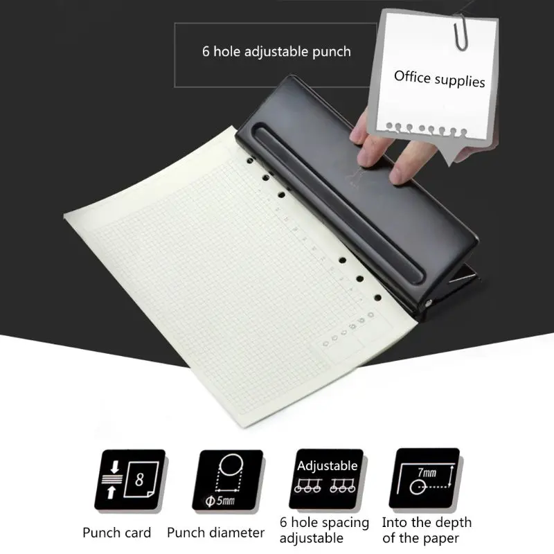 6 Holes Puncher Punch Office Binding Supplies Student Stationery Equipment Tool