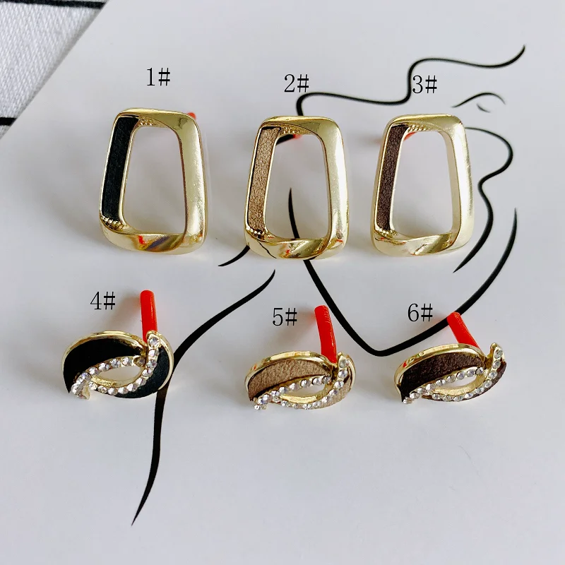 Temperament Geometric Exaggerated Trapezoidal Hollow Diamond Earrings DIY Alloy Plating Material Accessories