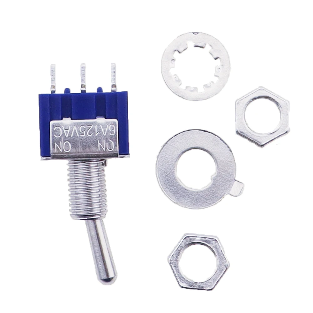 10PC/5PCS Miniature Toggle Switch Single Pole Double Throw SPDT (MTS102) ON-ON 120VAC 6A 1/4 Inch Mounting MTS-102