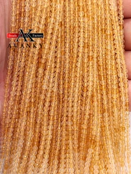 Citrino Natural sin tratamiento, cuentas redondas facetadas de piedra, 2mm, 3mm, 4mm, para fabricación de joyería, collar de pulsera DIY de 15''