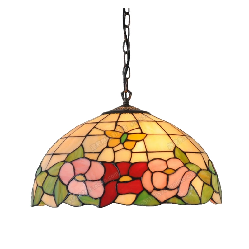 

European Style 16-Inch Butterfly Flower Hotel Restaurant Kitchen Chandelier Glass Tiffanylamps Decorated American Pastoral