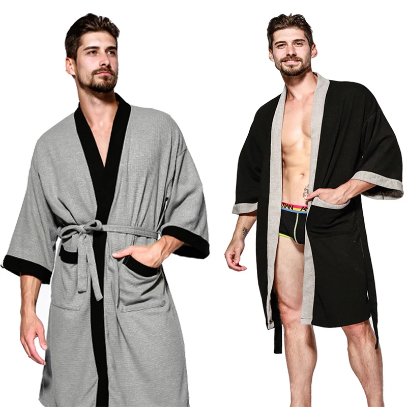 

Men's Nightgown Hotel Cotton Bathrobe Sweat Sauna Bath Towel Men Sleepwear Mens Robes Bath Robe Kimono Male Casual Home Bathrobe