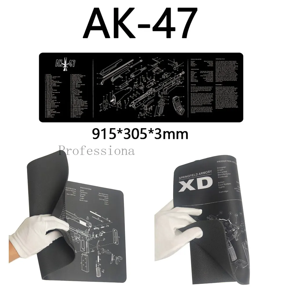 

AR15 AK47 Glock Gun Cleaning Rubber Mat With Parts Diagram and Instructions Armorers Bench Mat Mouse Pad for Smith Colt 1911