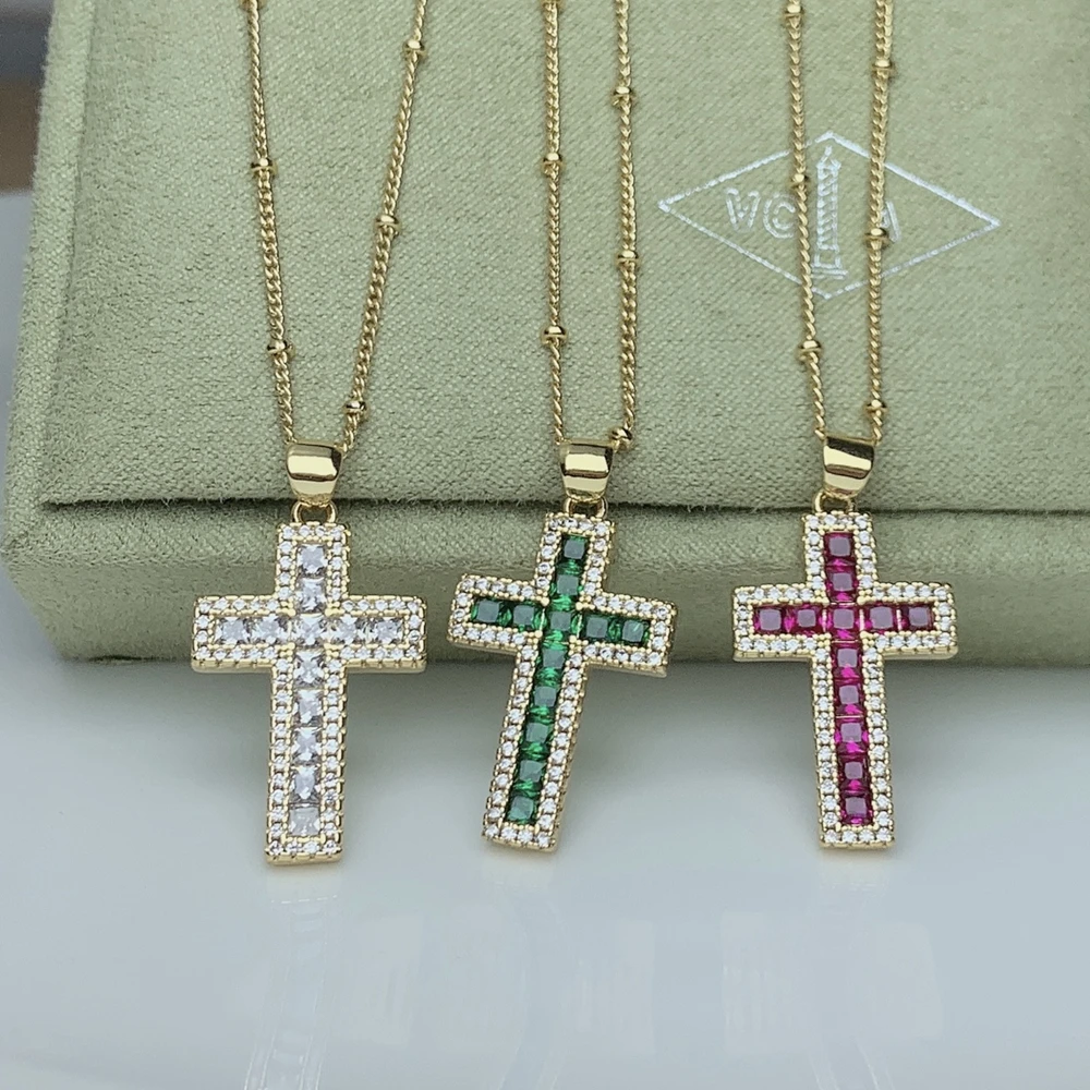 

Zircon Cross Crystal Pendant Necklace Female Choker Necklaces Fashion Jewelry Gifts For Women Girls