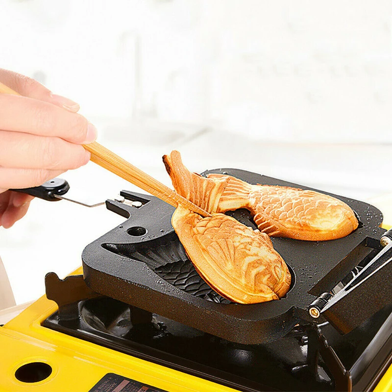 Taiyaki Fish Cake Maker Cast Waffle Pan Mold Tray Home Cooking Bakeware Tools Taiyaki Pan