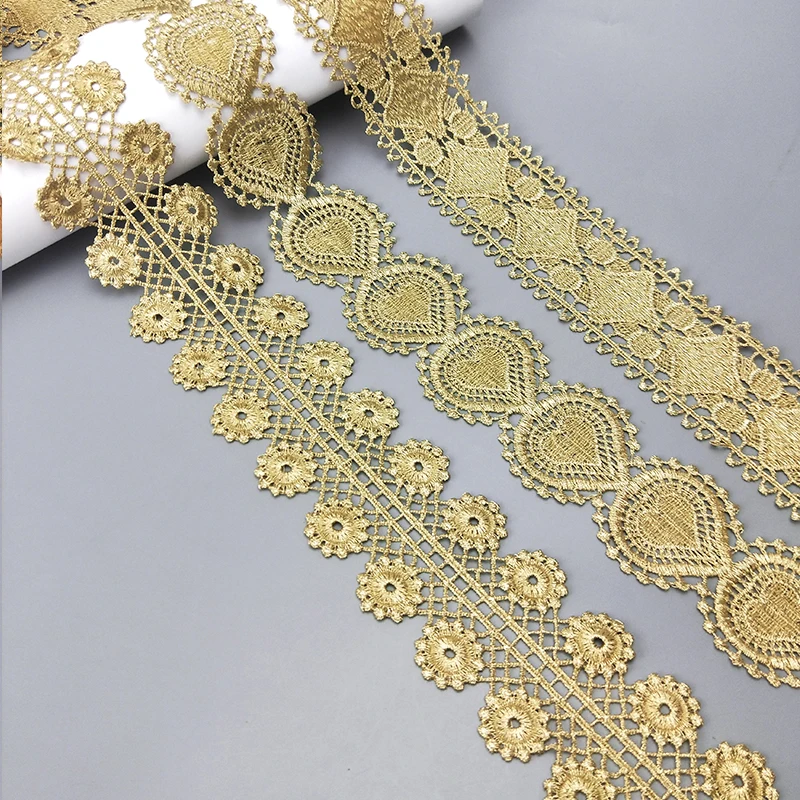 zsbszc 16 Yards Neue Goldspitze, neueste hochwertige Spitze, Cheongsam-Kleidung, Saum, Vorhang, Spitzenstoff, DIY-Zubehör JB122 JB127 – Detail 10