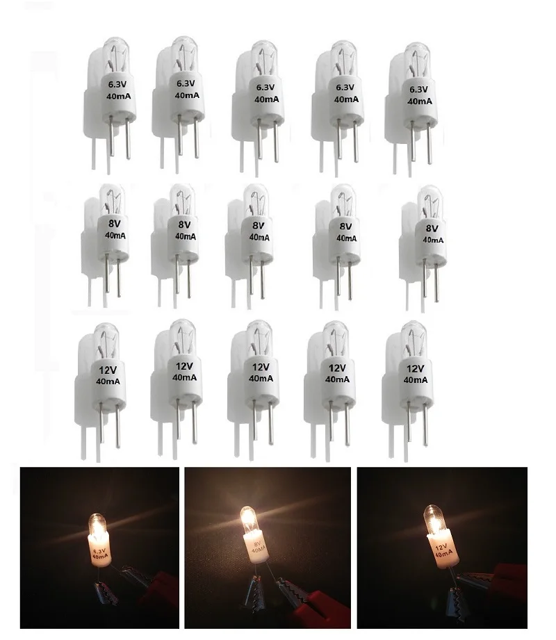 10 New Bi-Pin Stereo Dial Face Lamps Incandescent 8V 40mA Bulbs Fit 104 5220 2215 AM-FM and MARANTZ 2265, 4300, 2285, 2325 etc.