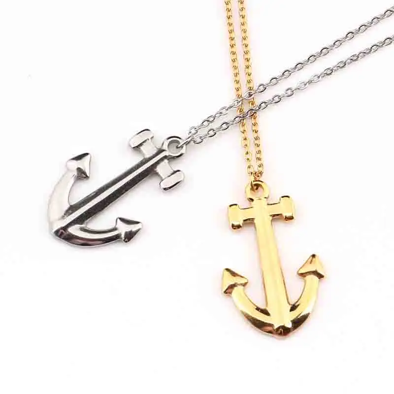 SUQI Non-fading rust stainless steel Anchor shell gold Necklace Women Choker Silver color Necklaces Pendants Femme Chain jewelry