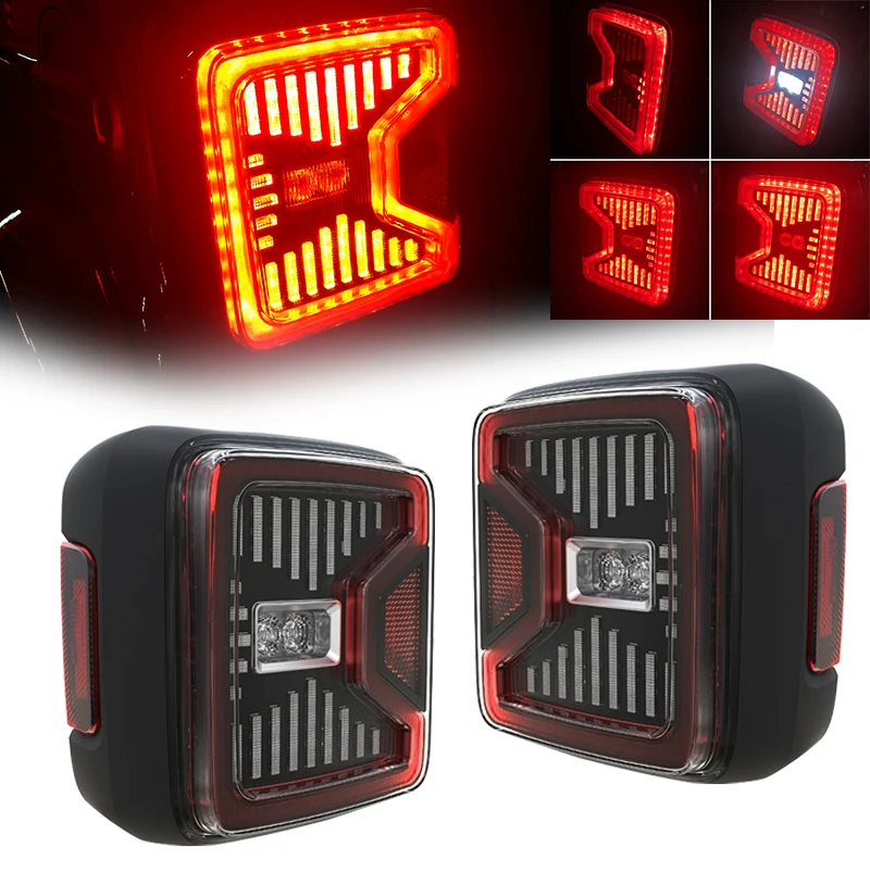 

2PCS New USA Euro version LED tail lamp For Jeep Wrangler JL 2018 2019 Car Tail Smoked Series Rear Lamp Brake Reverse Lights