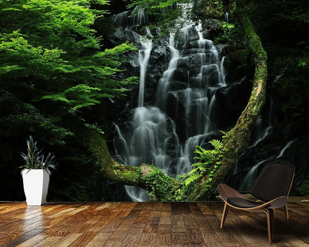 

Papel de parede Forests, streams and rocks natural landscape 3d wallpaper,living room bedroom wall papers home decor mural