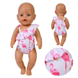 Baby Doll Summer Clothes for 43 cm Born Baby Doll Swim Clothes 17 Inch Toys for Girls Flamingo Swim American Girl Doll Bikini