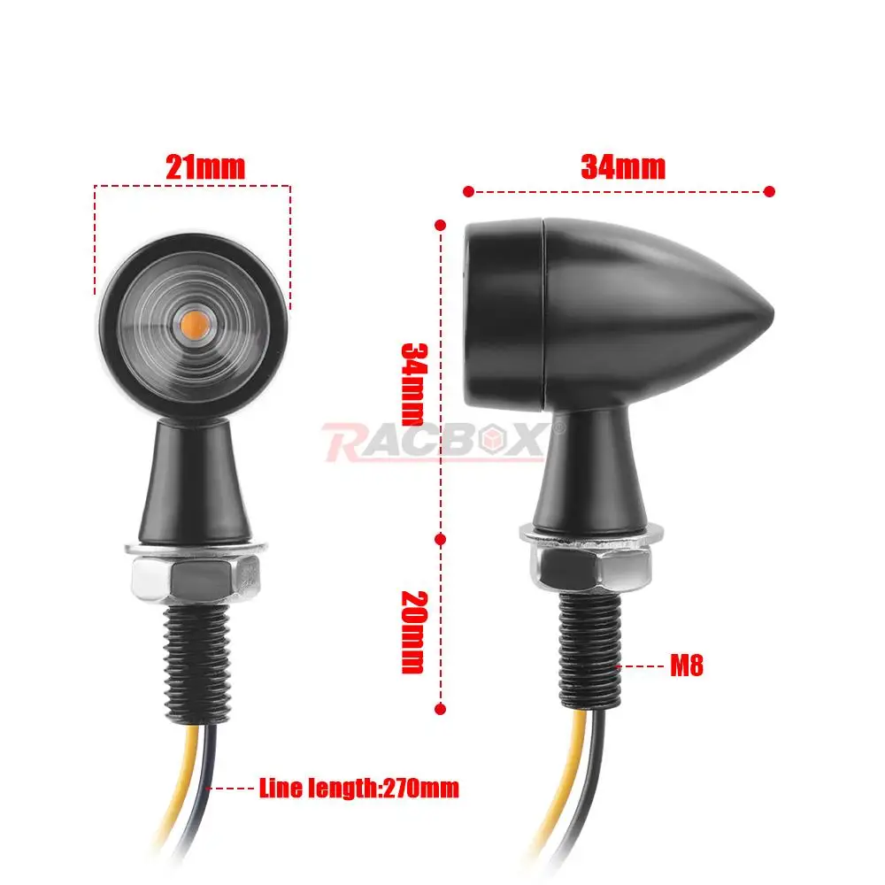 8mm Mini Motorcycle LED Turn Signal Light Bullet Flasher clignotant moto led 12V For Cafe Racer Bobber Kawasaki Suzuki Yamaha