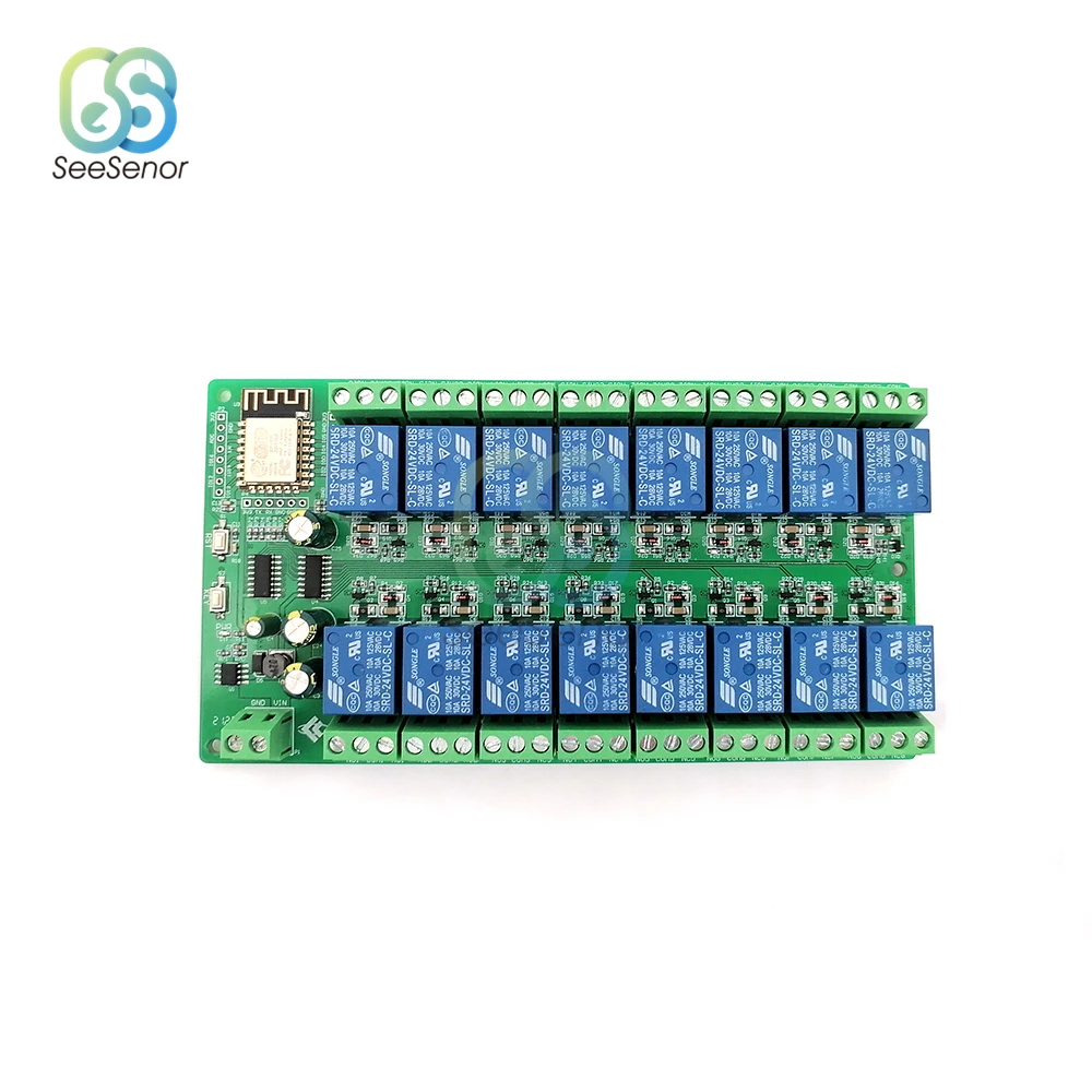 ESP8266 Wireless WIFI Relay Module 16 Channel ESP-12F Wifi Development Board DC 5V 12V 24V