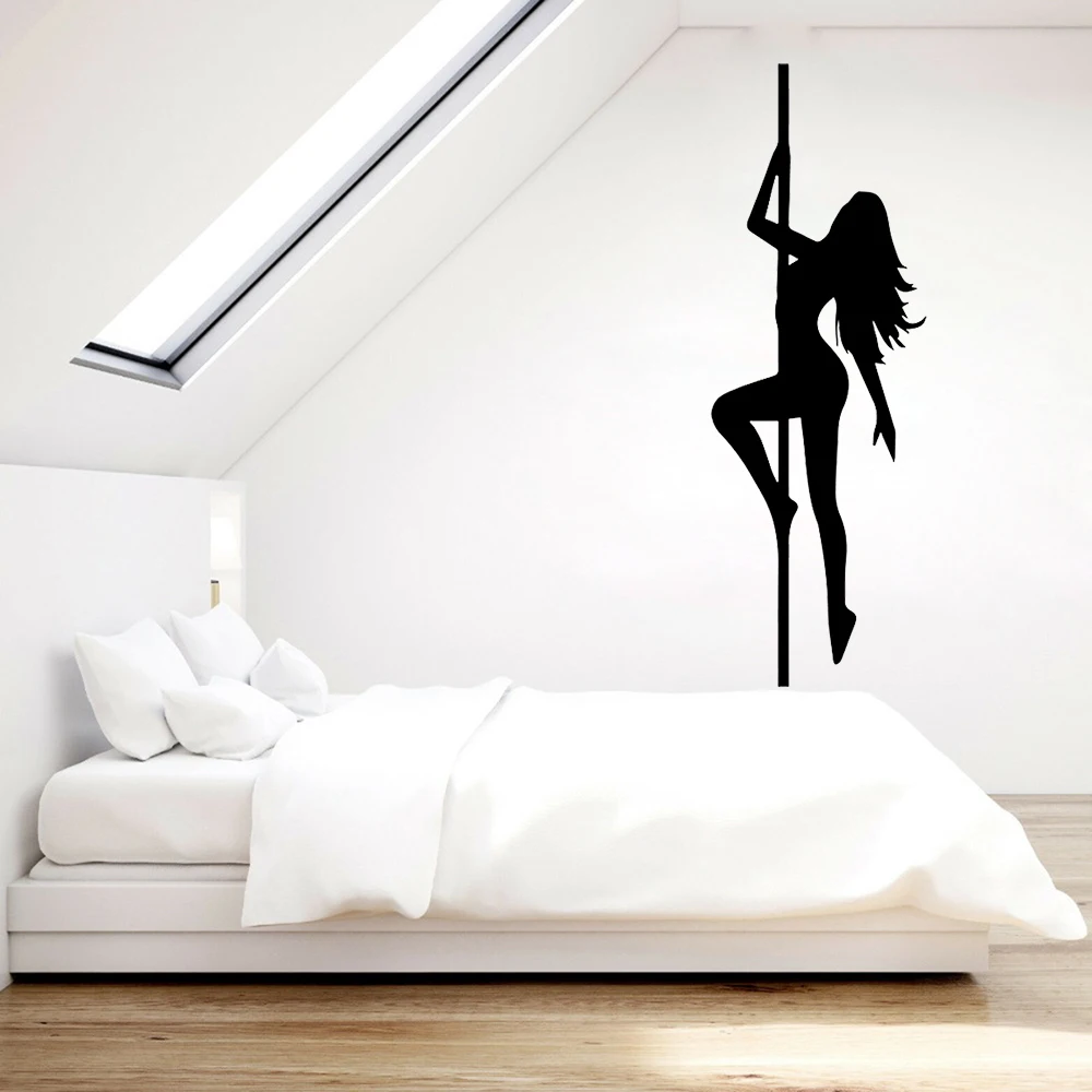 Pole Dance Girls Wall Sticker Hair Salon Wall Decals Sexy Woman Wall Mural DIY Beauty Salon Hot Long Hair Girl Posters Y201