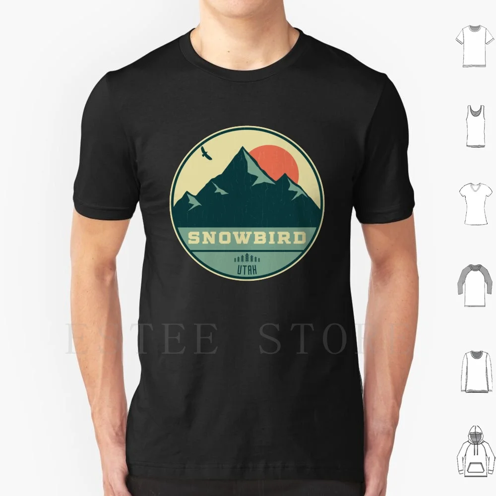 Snowbird Retro Mountain Badge T Shirt Cotton Men DIY Print Snowbird Retro Mountain Vintage Patch Mountain Distressed Grunge