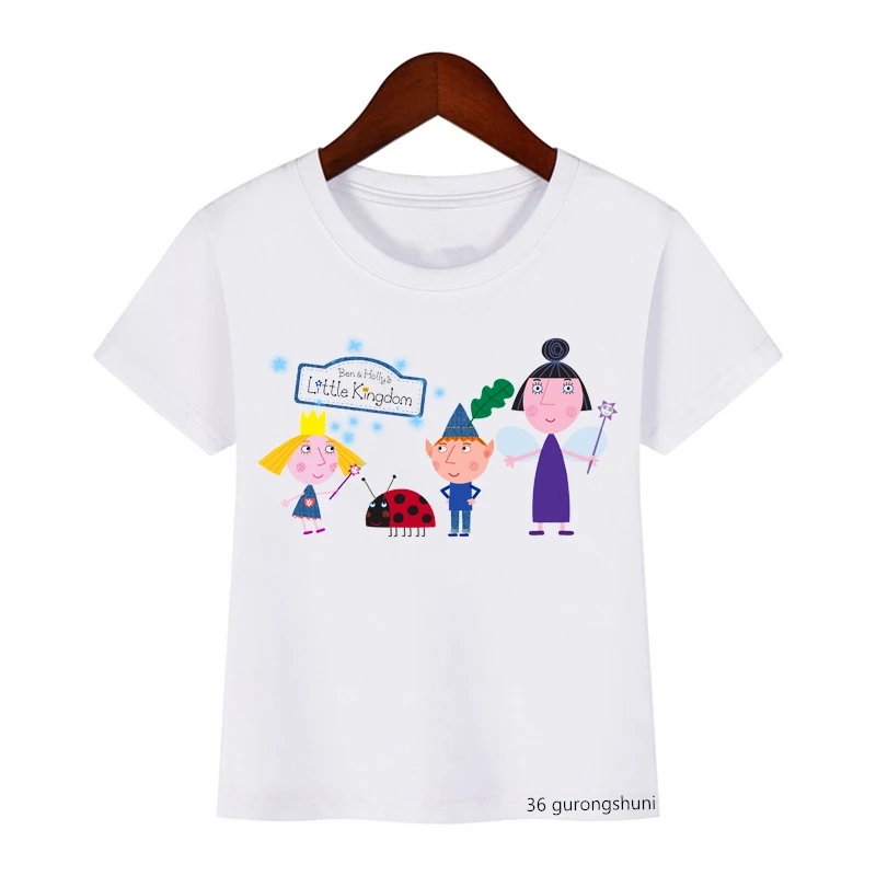 

Love Children T-shirt Cartoon Book and Holly Kingdom for Boys / Girls T Shirt Summer Short-sleeved White Tops Kids Casual