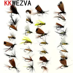 KKWEZVA 30pcs Fishing Lure Butter fly Insects different Style Salmon Flies Trout Single Dry Fly Fishing Lures Fishing Tackle