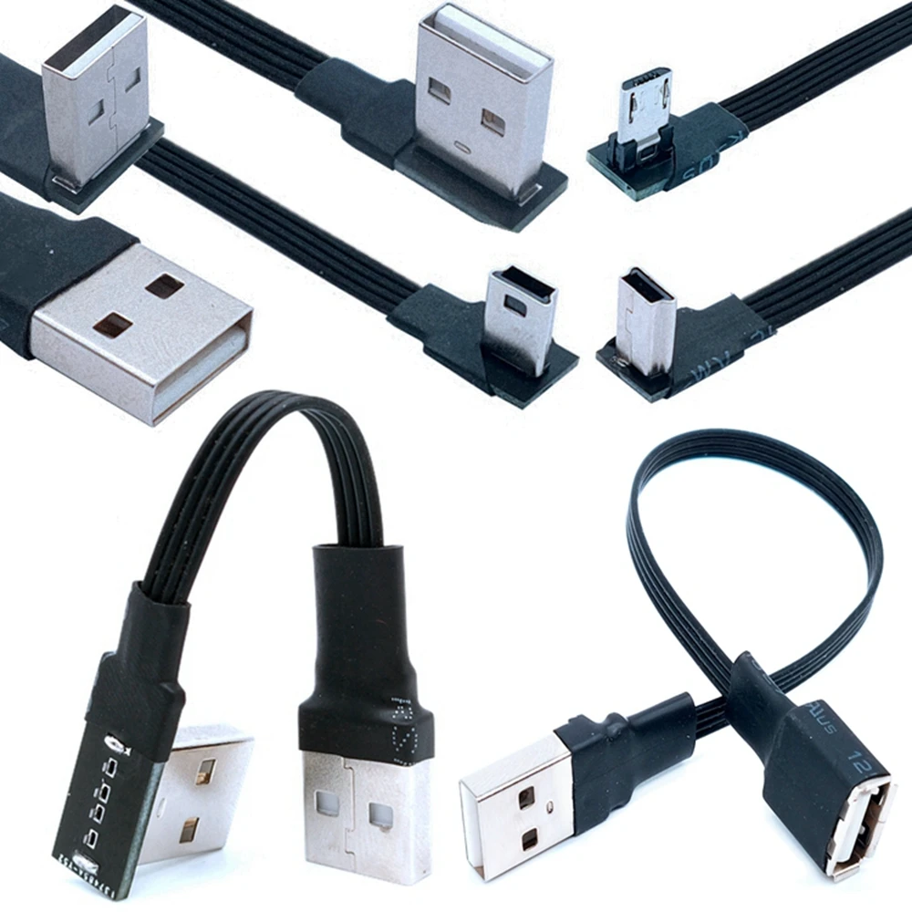 Dual double Elbow angle USB 2.0 Type A type-a 90 Degree Right Angled Data Cable for Hard Disk Computer