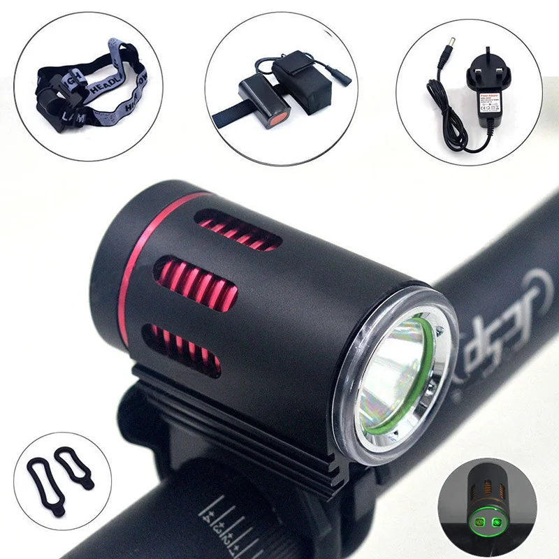 3000 Lumens XML L2 LED Bicycle Front Light MTB Road Bike Flashlight Safe Cycling Headlight With 6400mAh Battery Pack BC0605