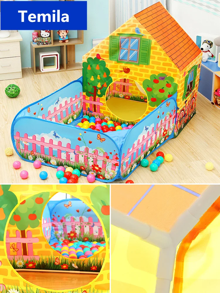 แบบพกพาเด็กเล่นเต็นท์เด็กไฟ LED กลางแจ้งในร่ม Ocean Ball Pool เกมเต็นท์ปราสาทห้องพักบ้านของเล่น