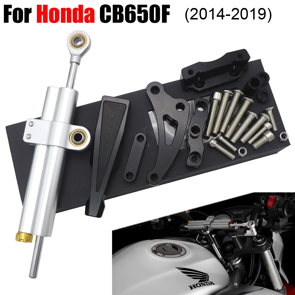 

Поддержка рулевого управления с ЧПУ для мотокросса для HONDA CB650F 2014-2019, демпфер рулевого управления мотоцикла, стабилизирующий кронштейн, монтажный держатель, комплект