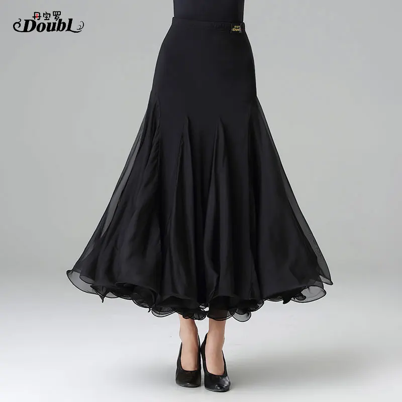 DOUBL new puffy style ballroom dance skirt long waltz dress tango practice skirt popular danceing clothes evening party black