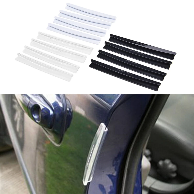 2/8Pcs Car Bumper Corner Protector Carbon Fiber Texture Rubber Plastic Auto Body Door Guard Scratch Sticker