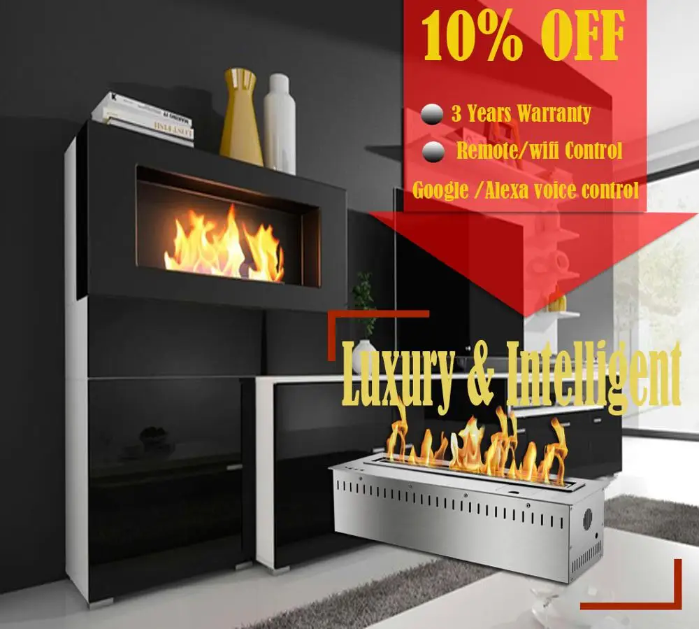 Inno living fire 72 inch ethanol chimney wifi remote control ethanol fire pit insert