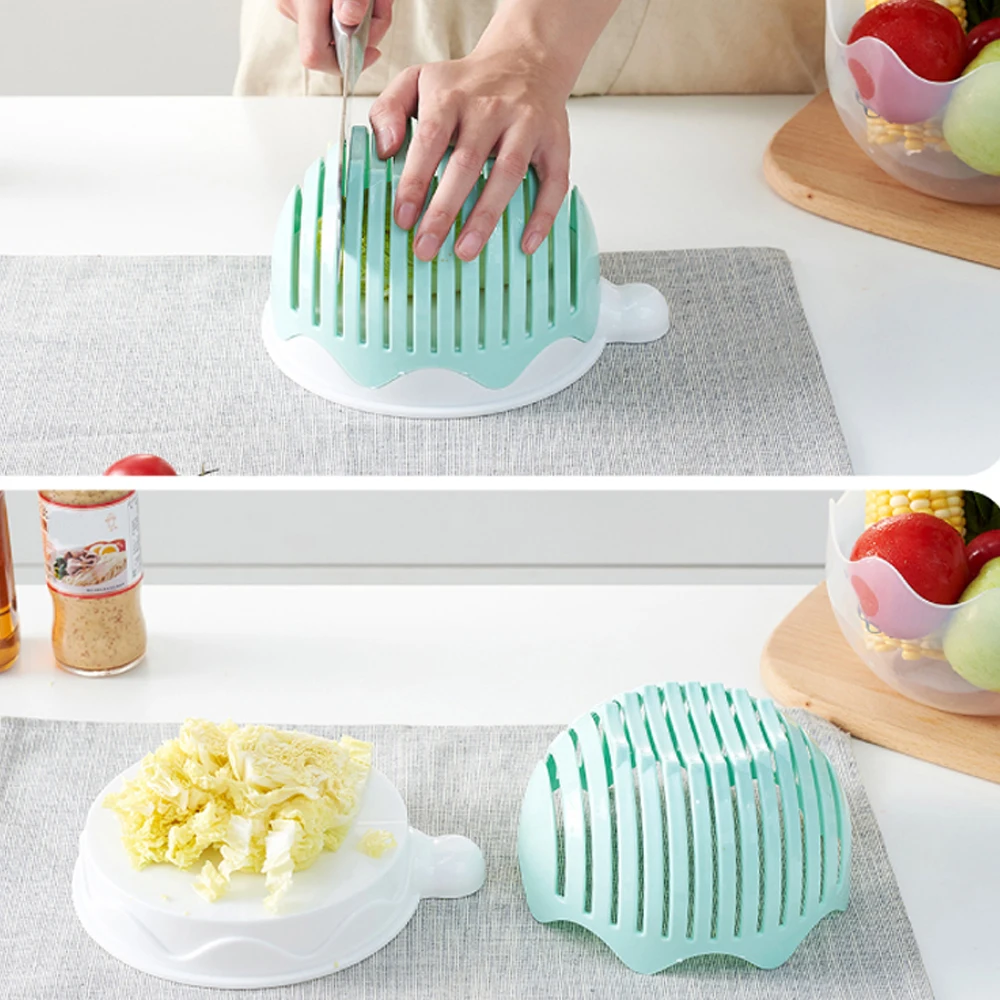 3 in1 Kreative Multifunktions Salat Schüssel Obst Gemüse Schneiden Schüssel Küche Gadget Obst Chopper Aufschnittmaschinen Cutter Salat maker