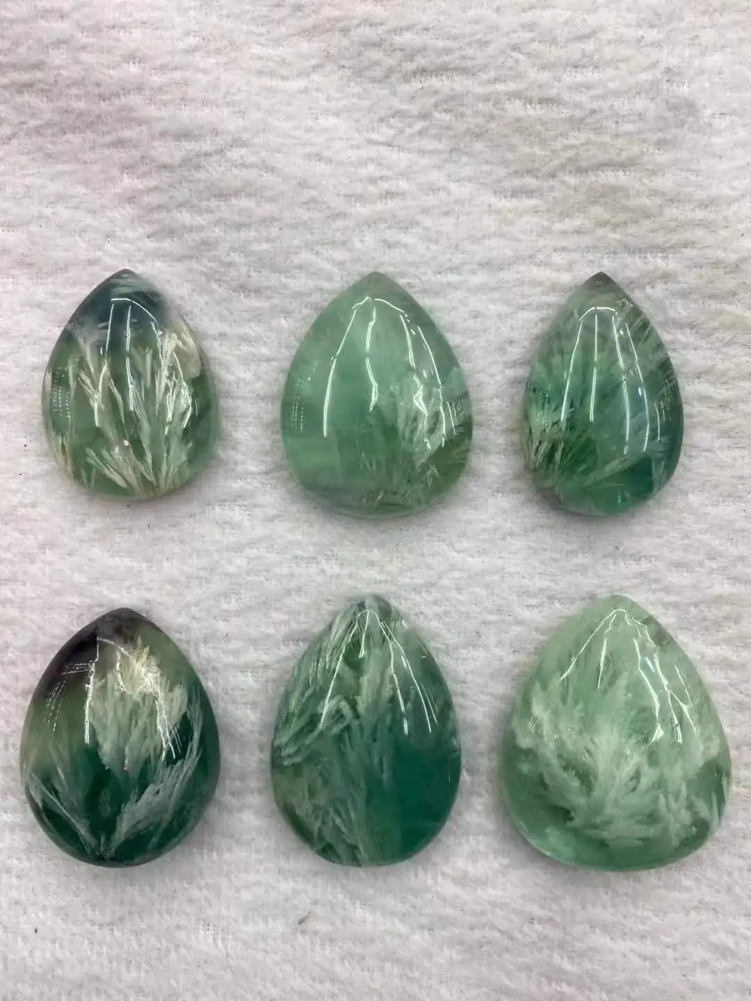 

Ожерелье с подвеской в виде зеленых перьев для женщин и мужчин, цветной флюорит в виде капли воды