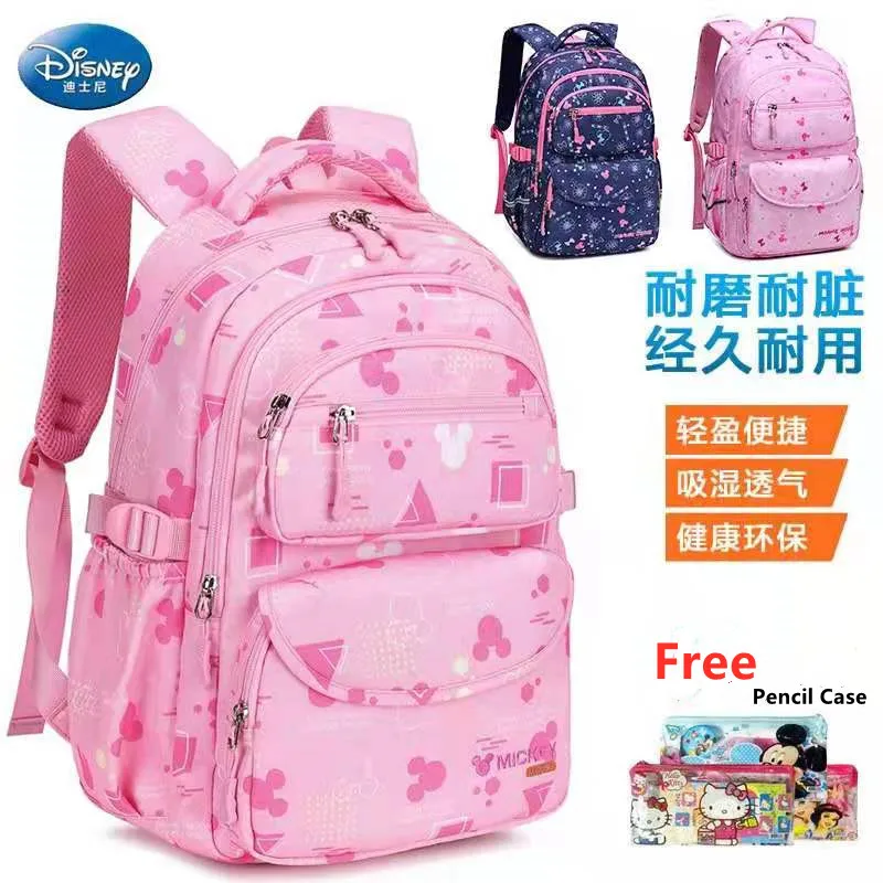 Disney Mickey School Bags For Boys Girls Princess Primary Student Shoulder Backpack Super Light Grade 1-6 Kids Gifts Mochila