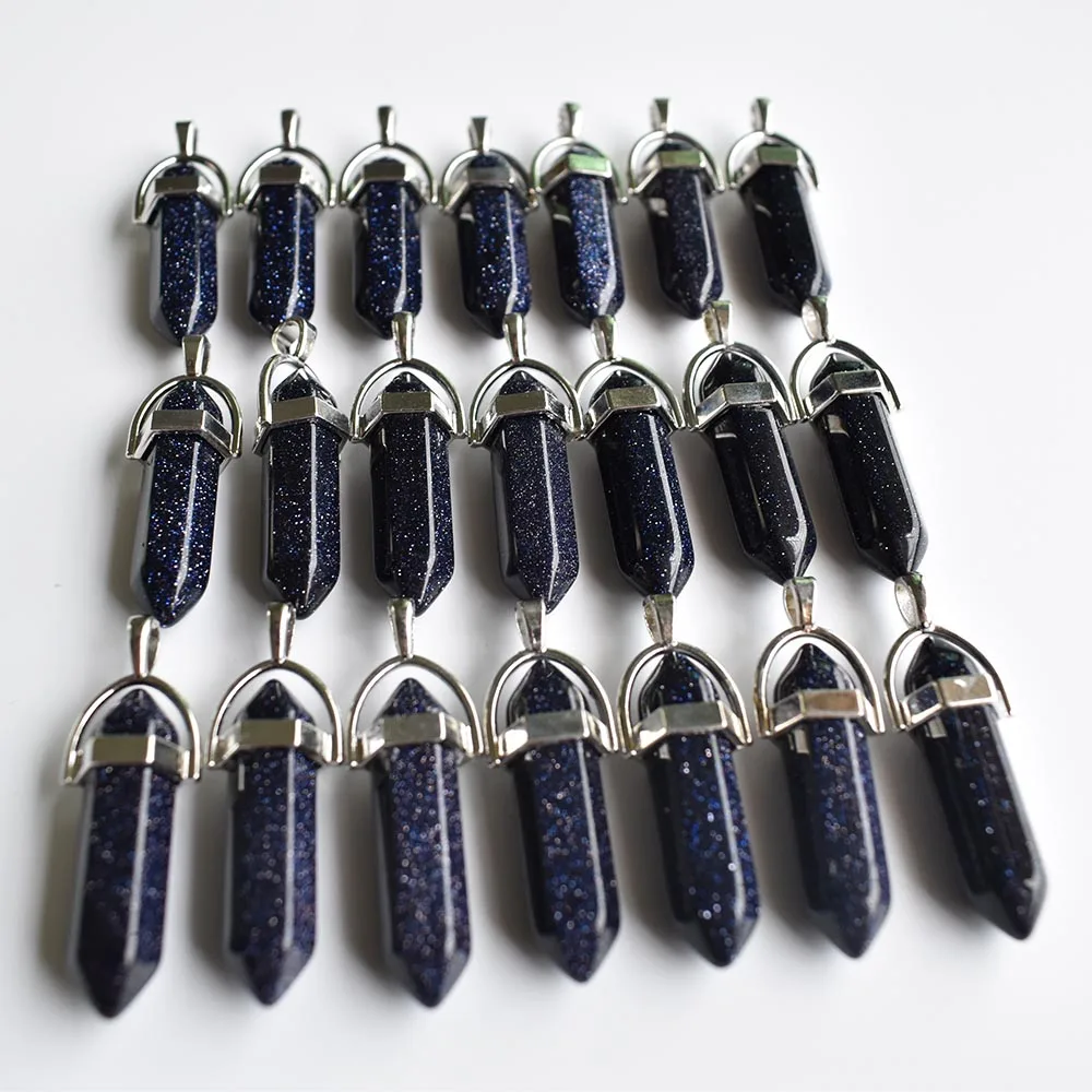 Großhandel 24 Stück/Set Modische, hochwertige, sortierte Naturstein-Amethyst-Säulenanhänger, Chakra-Anhänger & Halsketten zum Selbermachen. – Detail 5