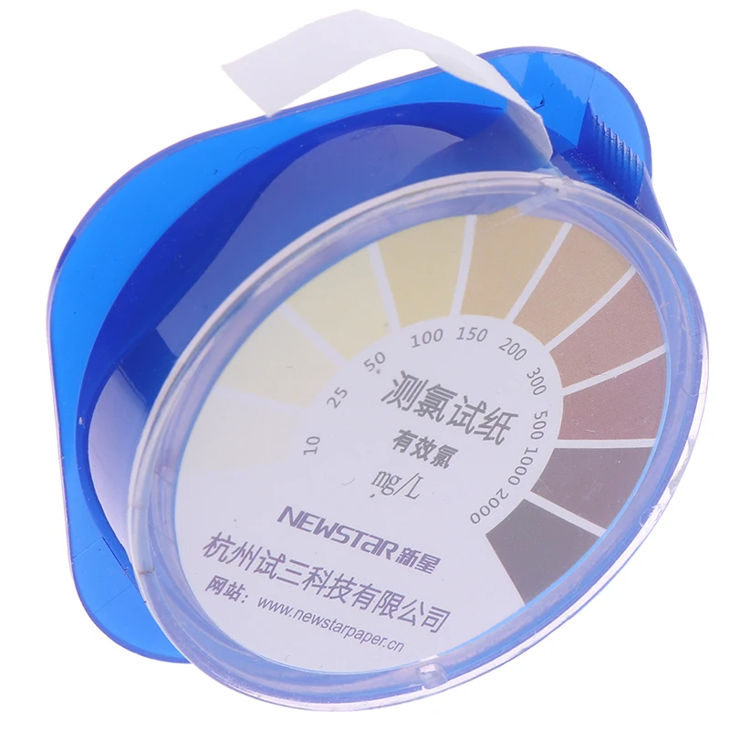 5M/Roll Chlorine Test Paper Strips Cleaning Water Testing Measuring Range 10-2000mg/lppm Color Chart