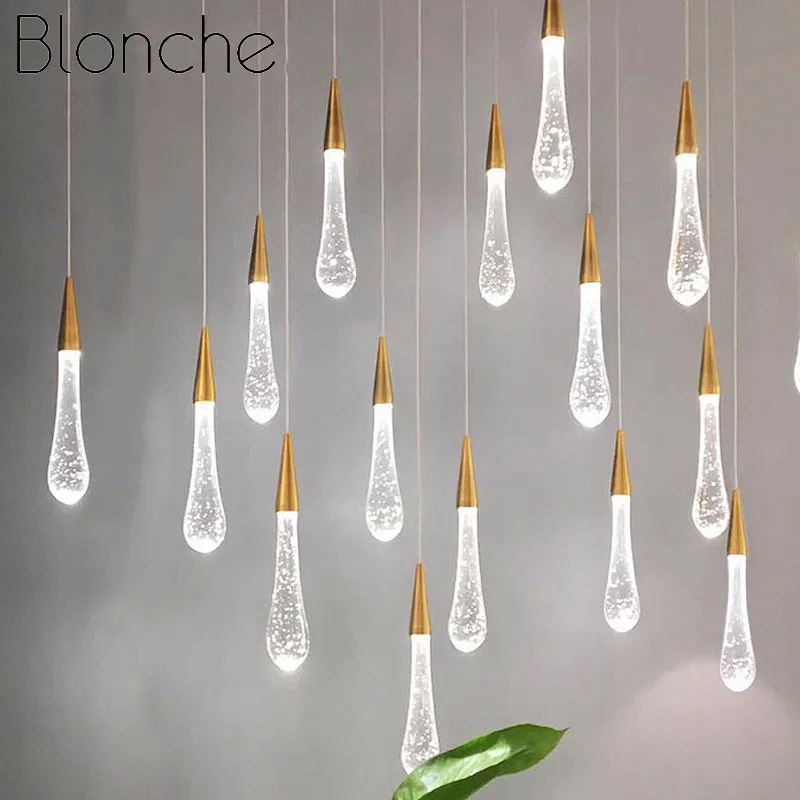 Lampe suspendue en cristal au Design moderne, forme de goutte d'eau, luminaire décoratif de plafond, idéal pour une salle à manger, une chambre à coucher, un hôtel ou des escaliers