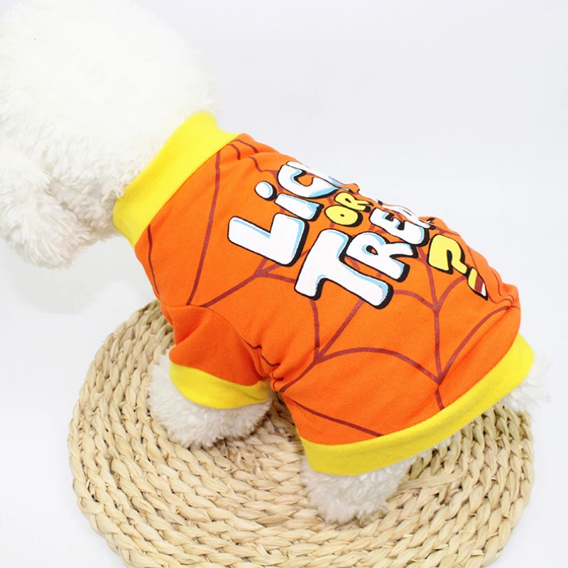 New Halloween Pet Clothes For Small Dogs Funny Dog Vest Cat Clothing Pet Hoodies Party Grimace Pumpkin Costume Puppy Up Outfit