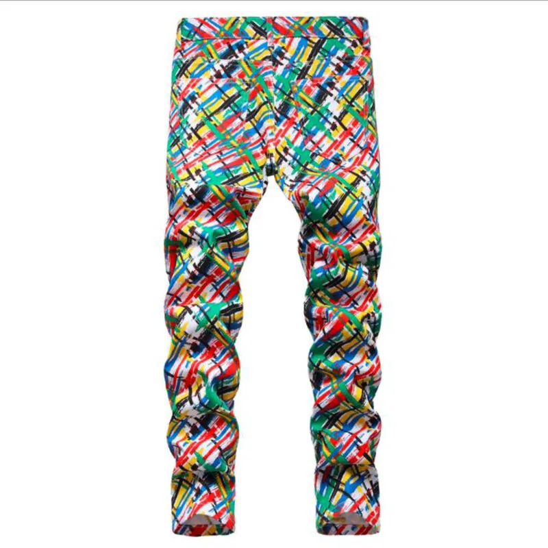 Jeans College graffiti 3D pour hommes, pantalons en denim en coton, coupe couvertes, streetwear hip hop, long et décontracté, fjwear masculin, mode