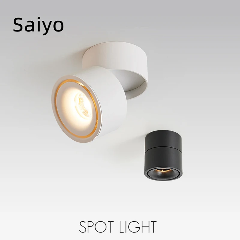 Saiyo Led Spotlights Surface Mounted 5W7W10W12W CREE Chip COB Adjustable for Home Shop Clothing Store 220V Ceiling Lamp