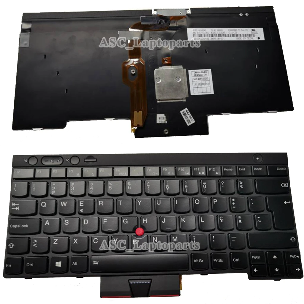 

New Portuguese Teclado Keyboard For LENOVO Thinkpad X230 X230I X230T W530 Laptop Black Frame Black, Backlit