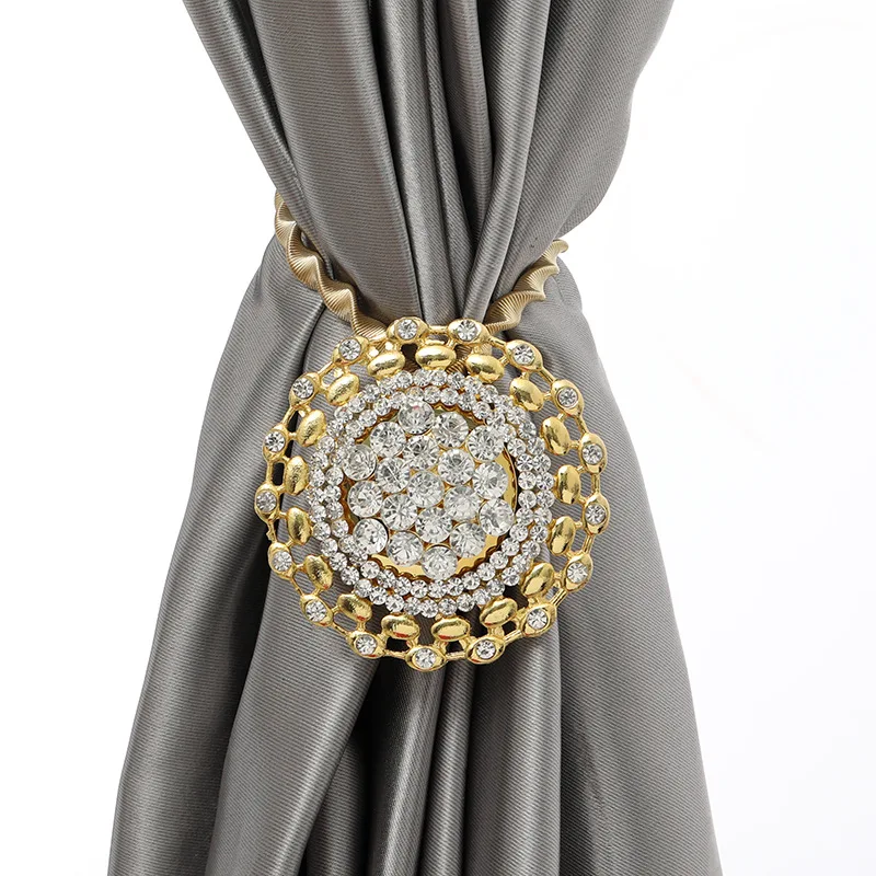 Elegante tenda a molla Tieback strass fiori Design fibbia per tenda magnetica Clip supporto per doccia accessori per tende appese