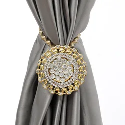 Elegant Spring Curtain Tieback Rhinestones Flowers Design Magnetic Curtain Buckle Clip Shower Holder Hanging Curtain Accessories