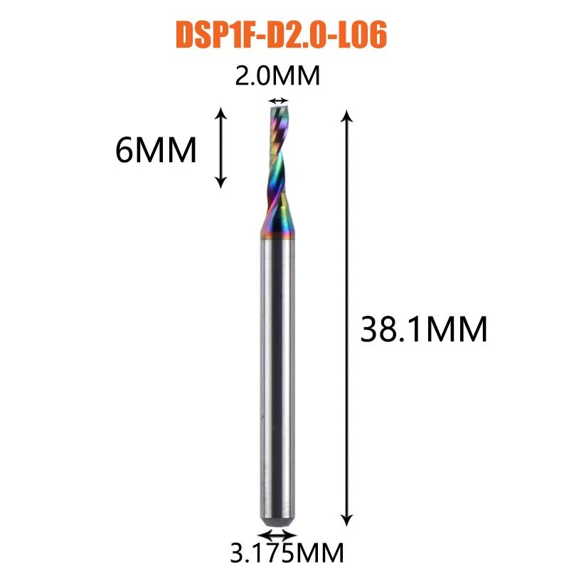 1 st AAAAA Enkele Fluit Carbide Spiraal Frees 3.175, 4.5, 6mm Aluminium Frees Graveren Houtbewerking Acryl DLC Coating
