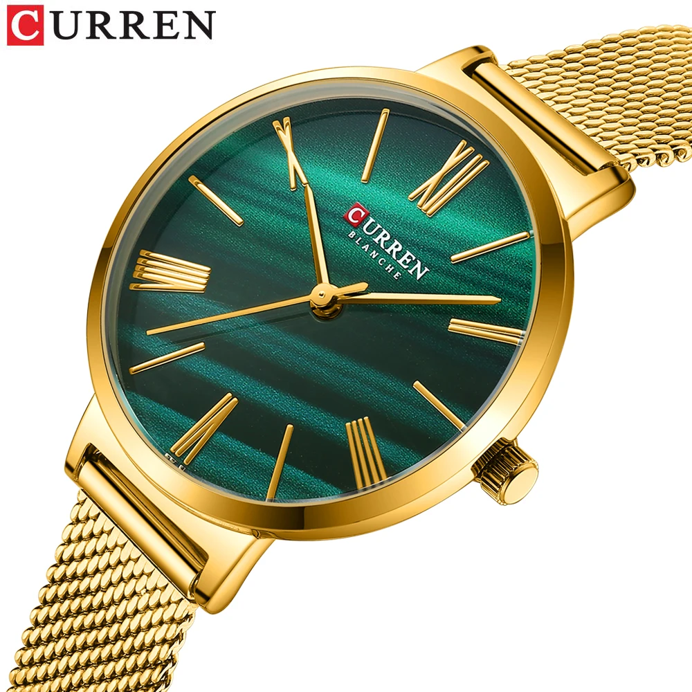 CURREN Watches For Women Luxury Simple Quartz Stainless Steel Clock Classic Elegant Golden Wrist‘s Charm Wristwatch